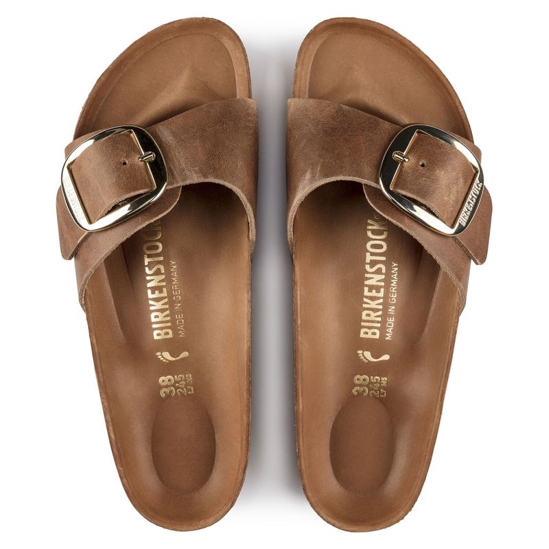 Birkenstock Madrid Big buckle cognac skinn smal