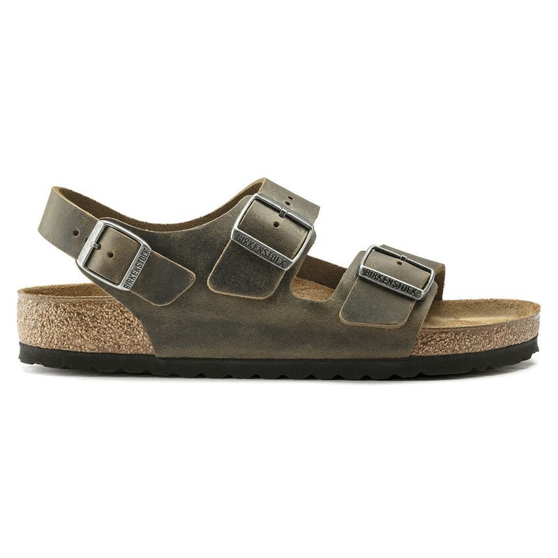 Birkenstock Milano Faded Khaki oljet skinn normal
