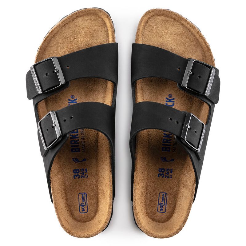 Birkenstock Arizona SFB svart nubuck skinn smal
