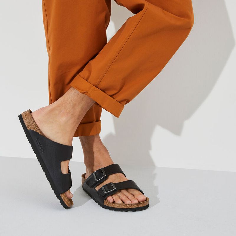 Birkenstock Arizona Vintage Wood Black Grip Naturskinn smal