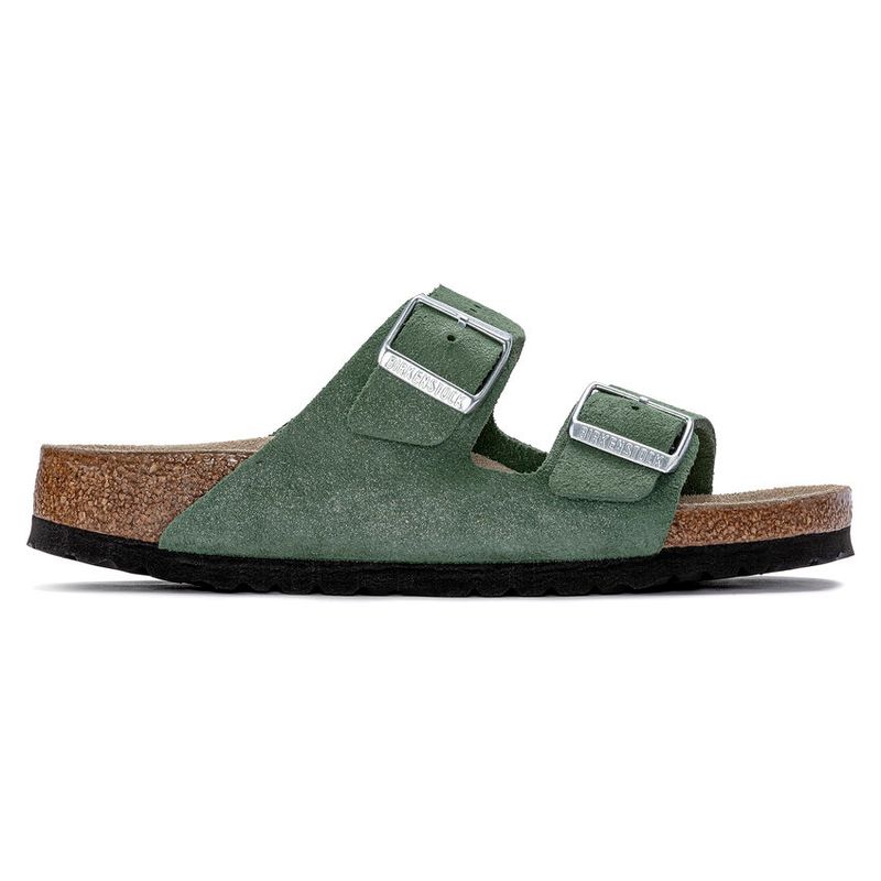 Birkenstock Arizona Shimmering Thyme smal grønn semsket skinn