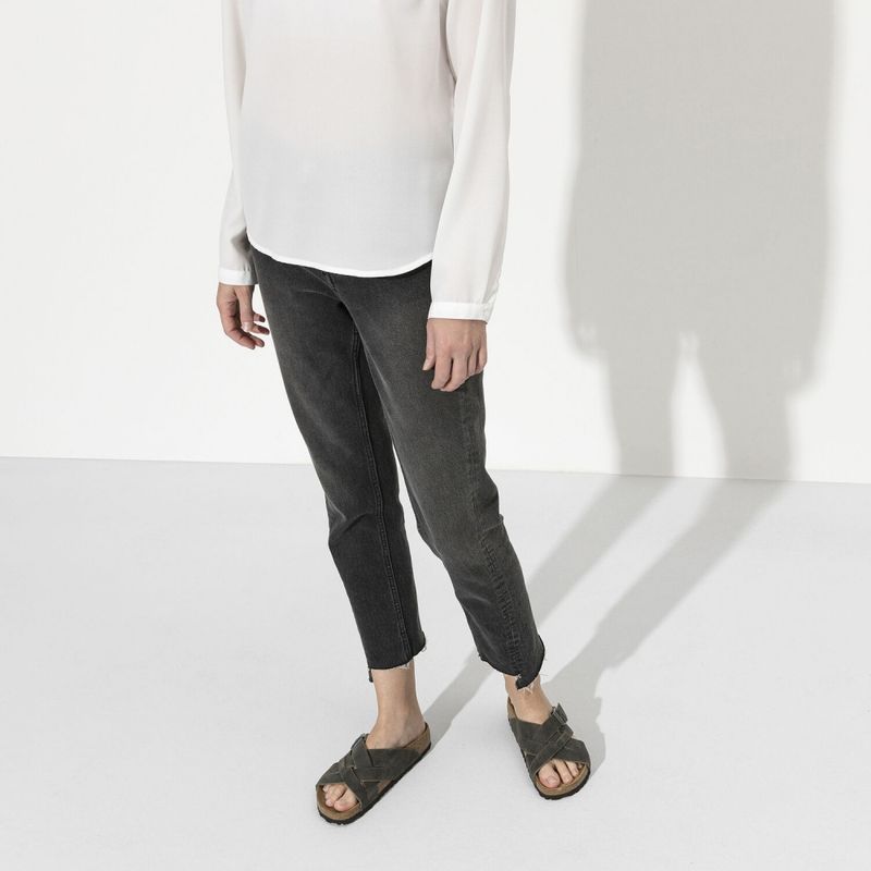 Birkenstock Lugano Faded Khaki oljet skinn normal