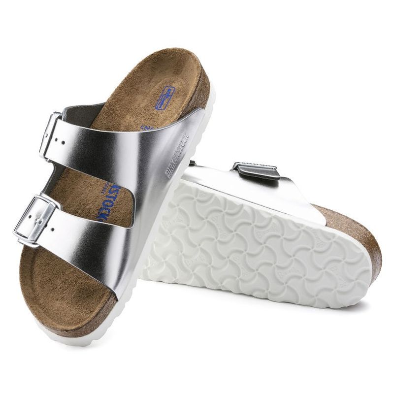 Birkenstock Arizona SFB Silver Met skinn myk - smal