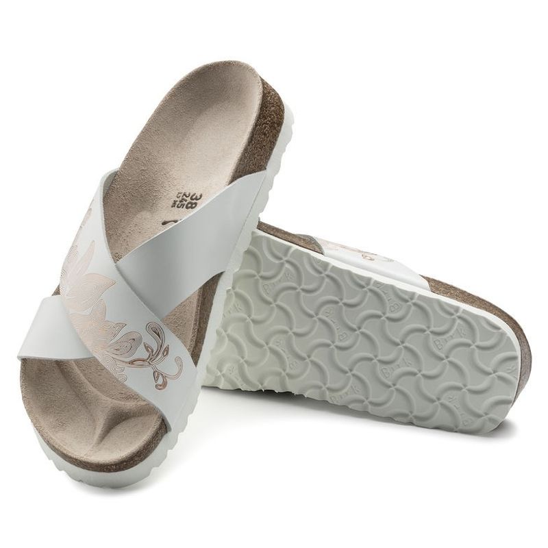 Birkenstock Papillio Daytona ornaments hvit/rosegull skinn smal
