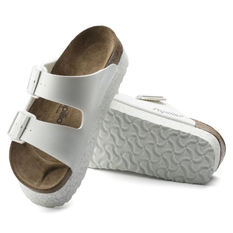 Birkenstock Arizona BF Monochrome marble hvit høy såle smal