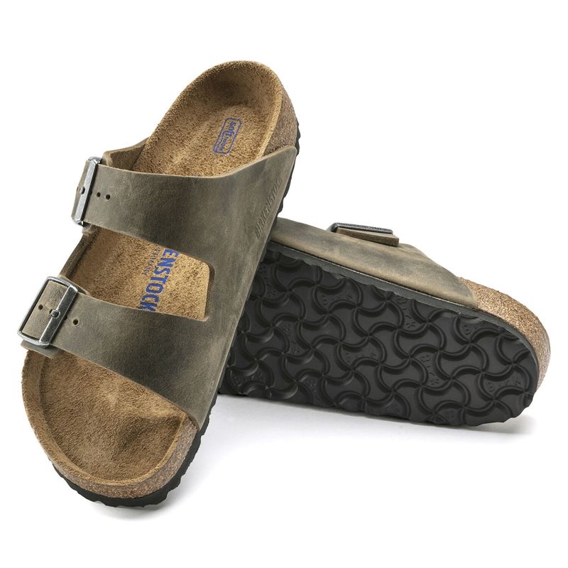 Birkenstock Arizona SFB Faded Khaki oljet skinn smal myk