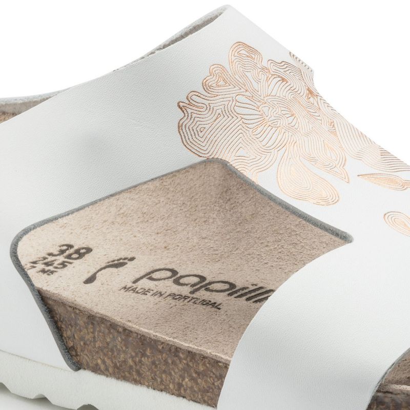 Birkenstock Papillio Charlize ornaments hvit/rosegull skinn smal