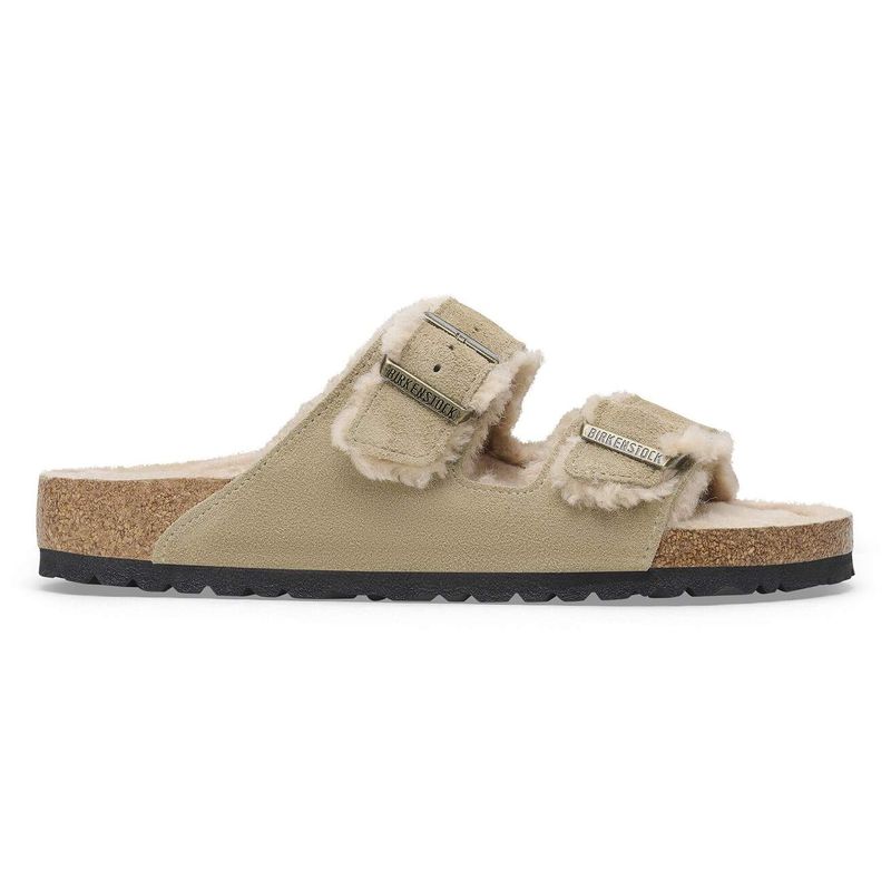 Birkenstock Arizona Shearling Taupe semsket skinn/lammeull smal
