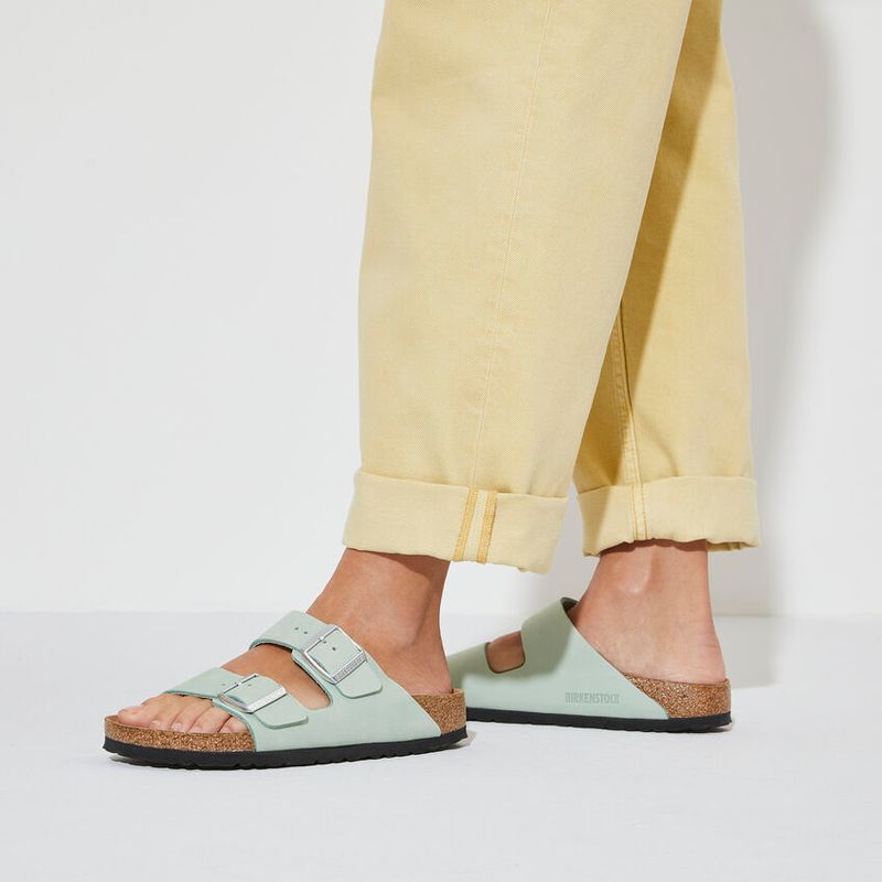 Birkenstock Arizona SFB Matcha green nubuck skinn smal myk