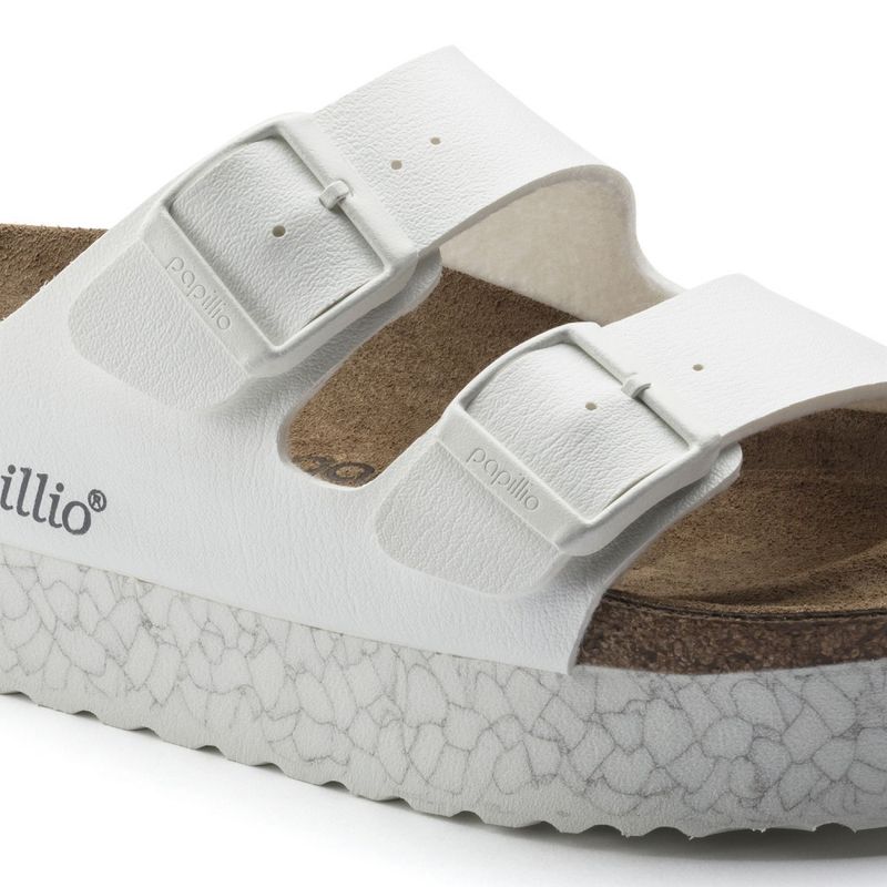 Birkenstock Arizona BF Monochrome marble hvit høy såle smal