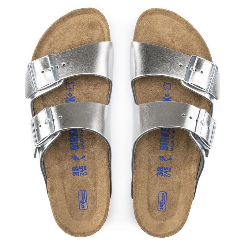 Birkenstock Arizona SFB Silver Met skinn myk - smal