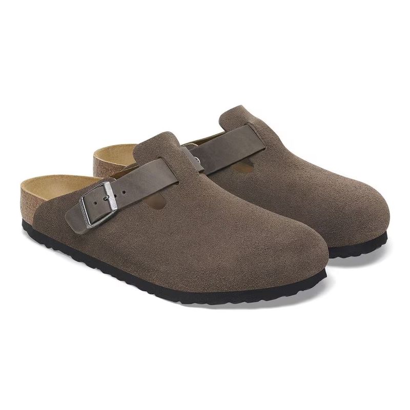 Birkenstock Boston mixed gray -brun semsket skinn normal