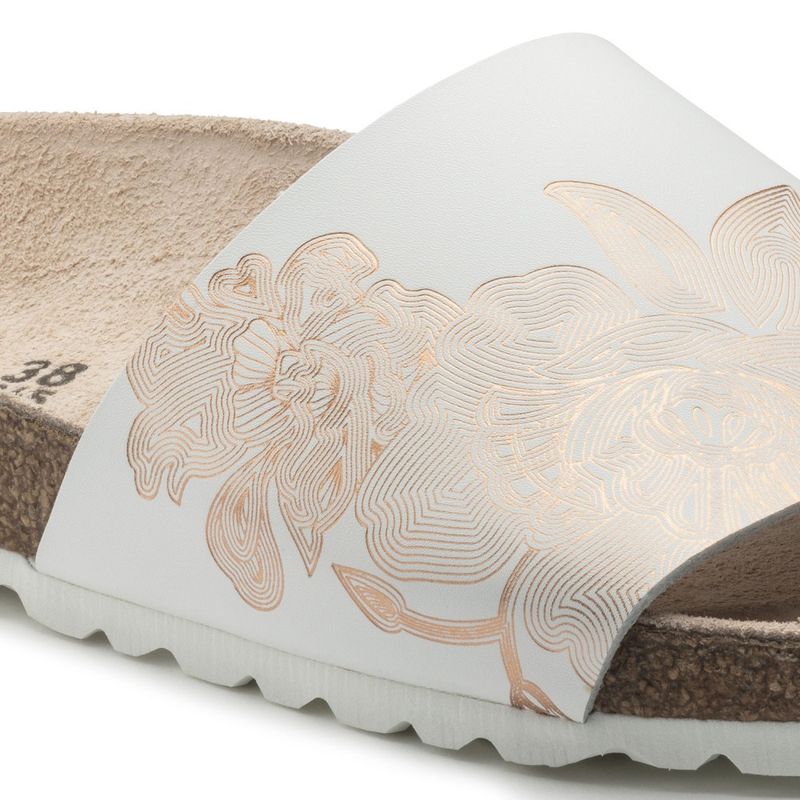 Birkenstock Papillio Cora ornaments hvit/rosegull skinn smal