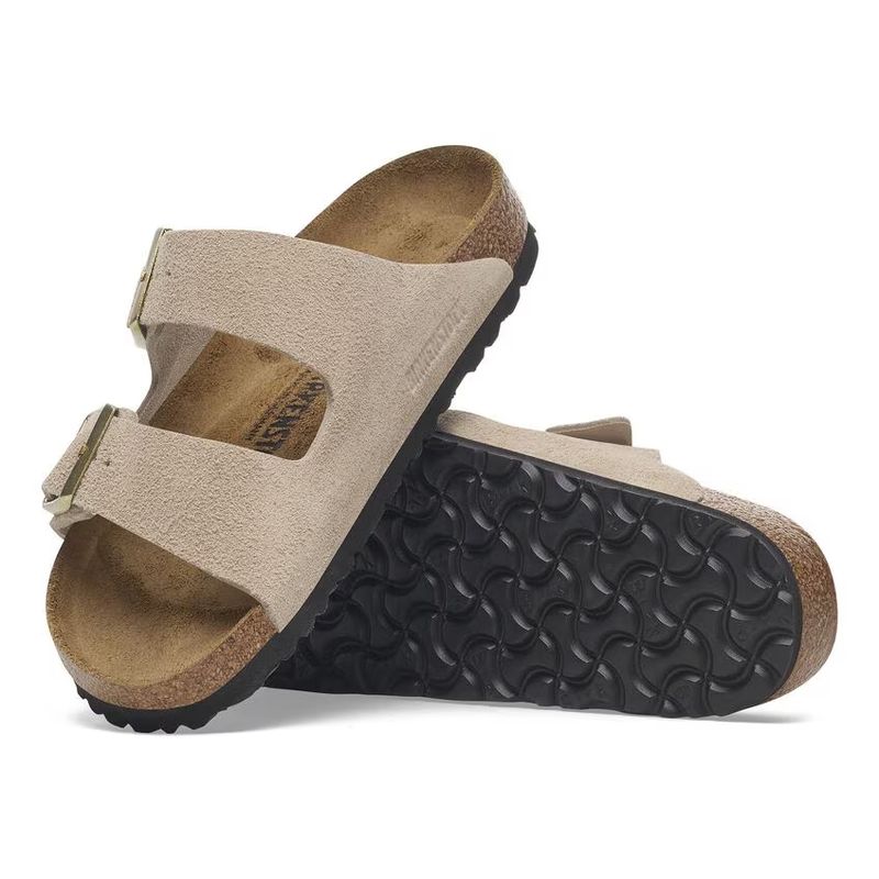 Birkenstock Arizona Sandcastle semsket skinn smal