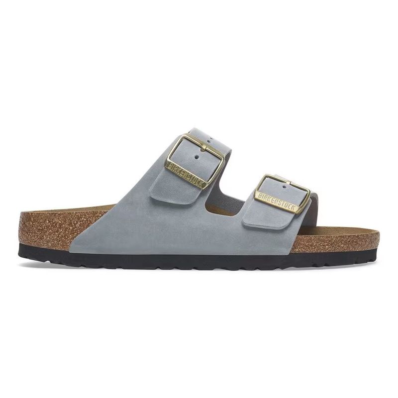 Birkenstock Arizona oljet skinn Basalt Grey smal
