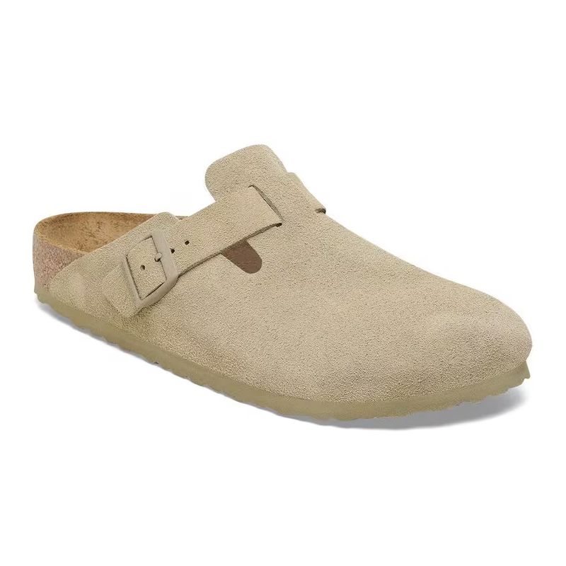 Birkenstock Boston faded khaki semsket skinn smal