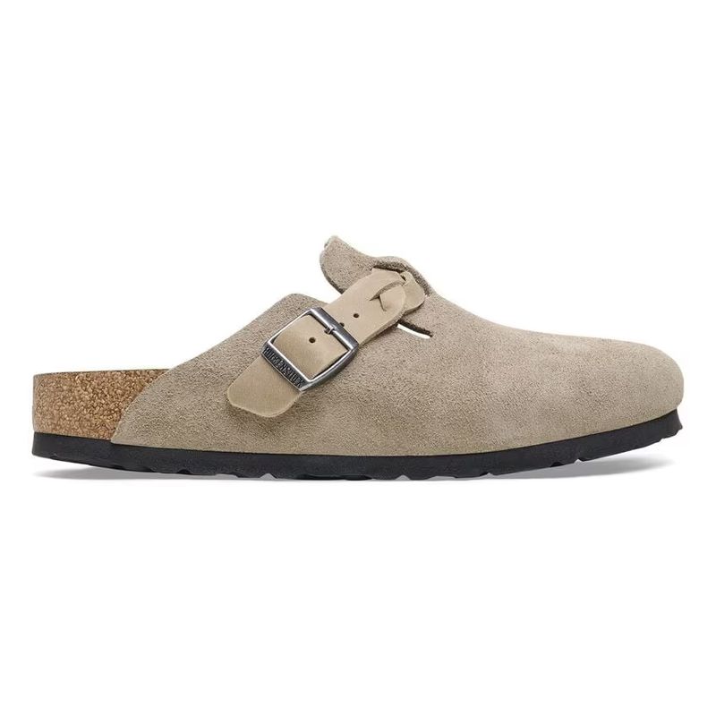 Birkenstock Boston Braided Taupe flettet semsket skinn smal