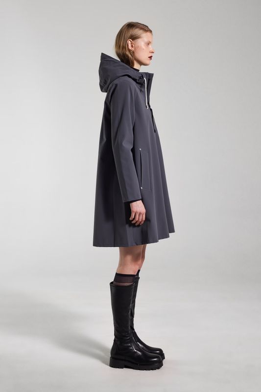 Stutterheim Mosebacke lightweight zip regnjakke dame matt metal