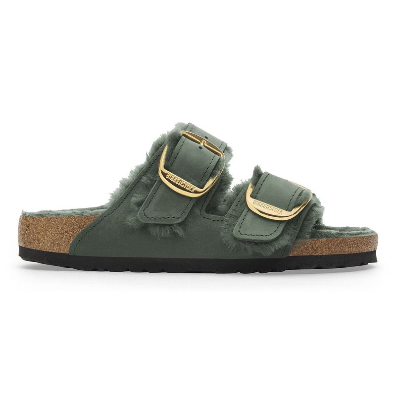 Birkenstock Arizona Big Buckle thyme oljet skinn lammeull smal