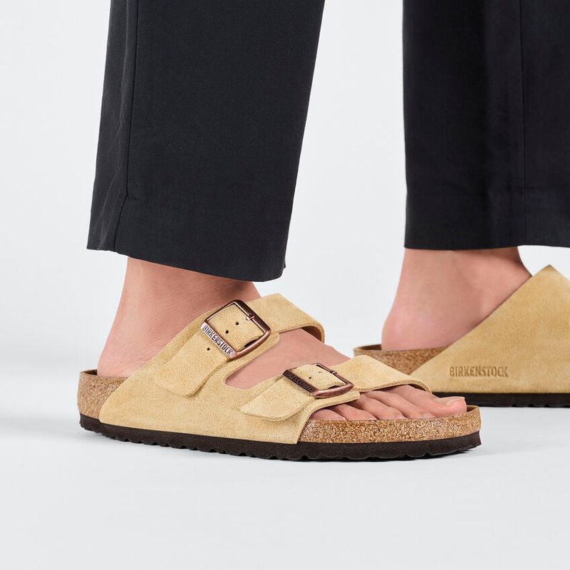 Birkenstock Arizona Latte cream semsket skinn smal myk