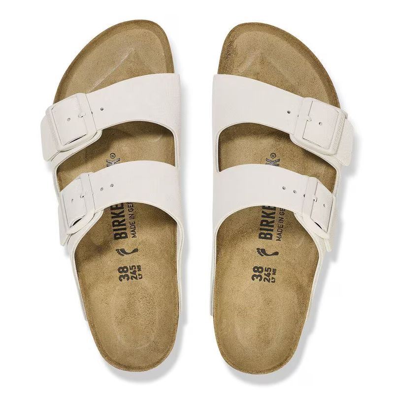 Birkenstock Arizona antikk hvit semsket skinn smal