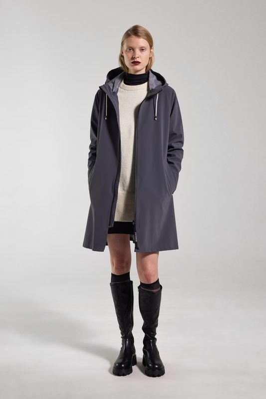 Stutterheim Mosebacke lightweight zip regnjakke dame matt metal