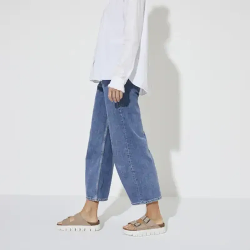 Birkenstock Arizona platform warm sand semsket skinn smal