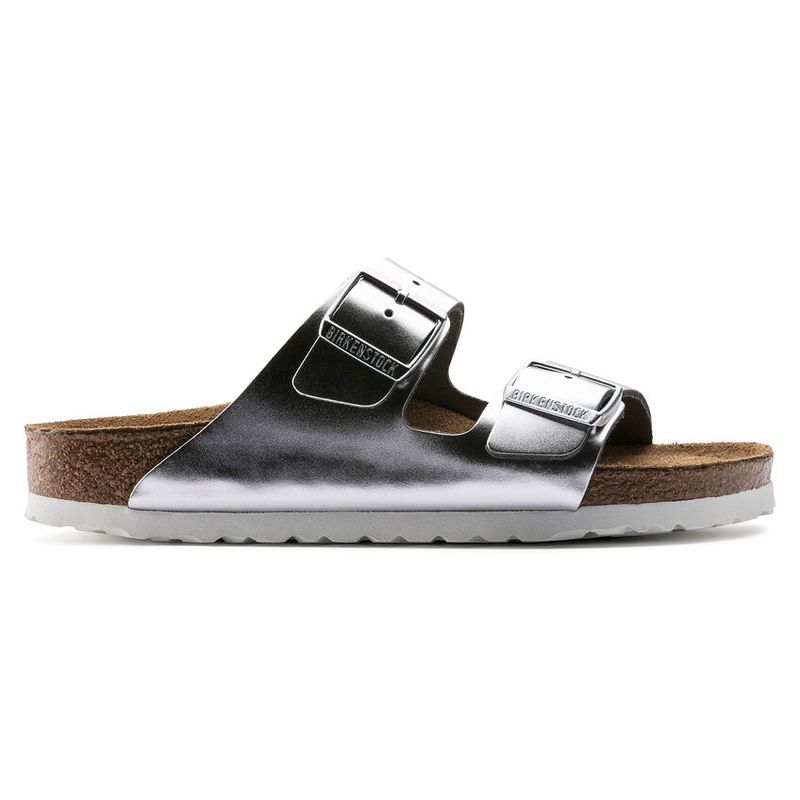 Birkenstock Arizona SFB Silver Met skinn myk - smal