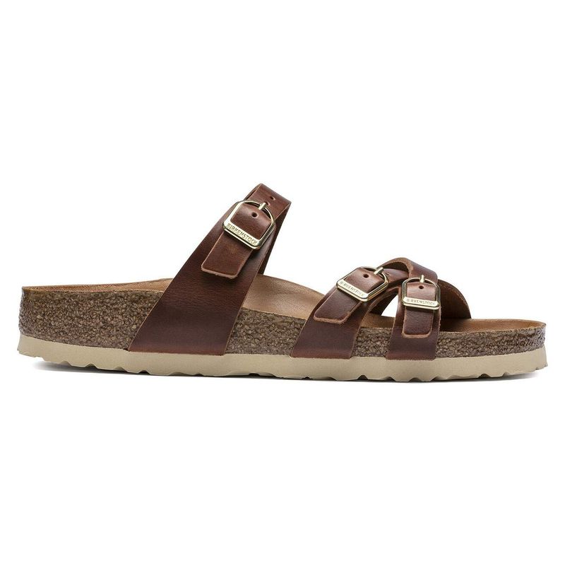 Birkenstock Franca Cognac oljet skinn smal