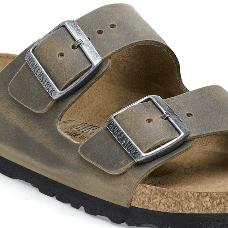 Birkenstock Arizona oljet skinn Faded Khaki smal