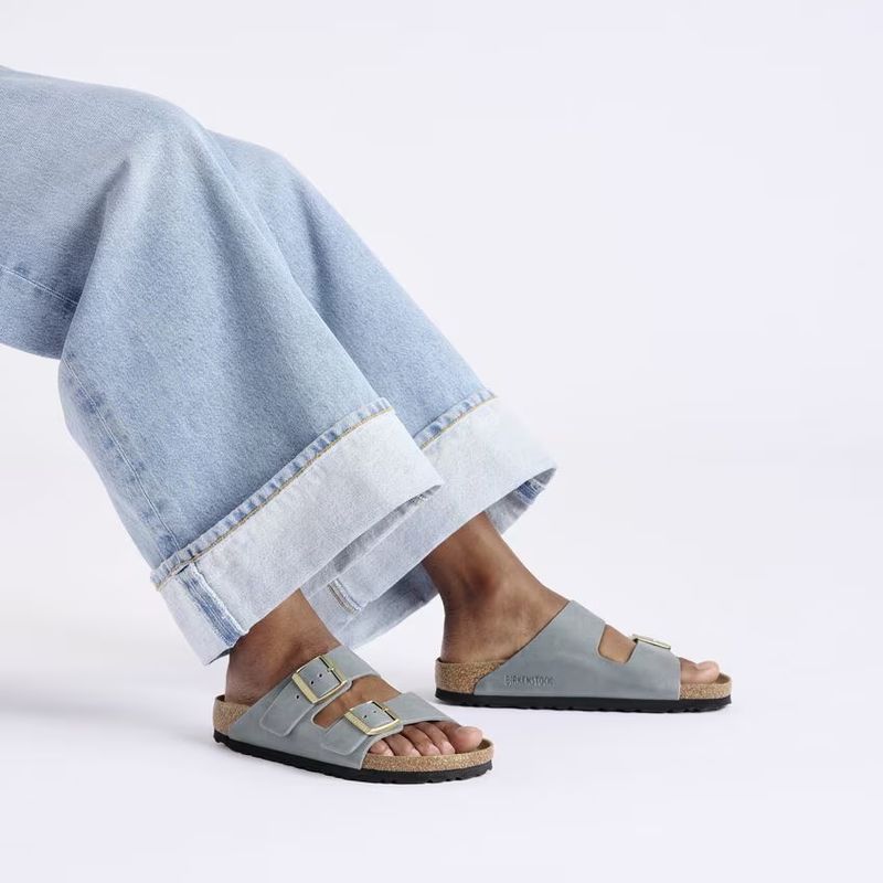 Birkenstock Arizona oljet skinn Basalt Grey smal