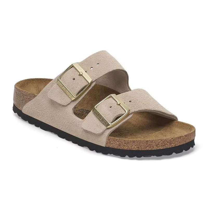 Birkenstock Arizona Sandcastle semsket skinn smal