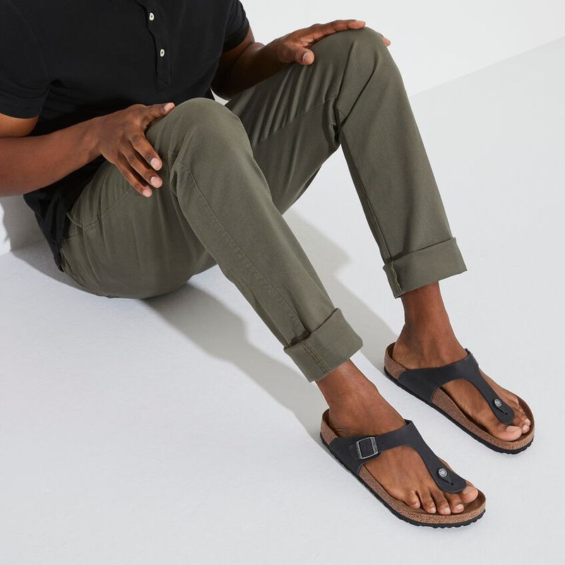 Birkenstock Gizeh Svart oljet skinn normal