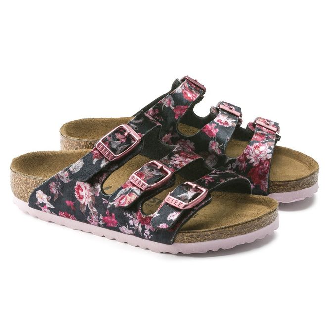 Hovedbilde Birkenstock Florida velvet flower svart ...