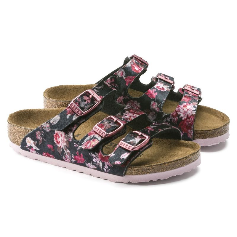 Birkenstock Florida velvet flower svart Birko-flor