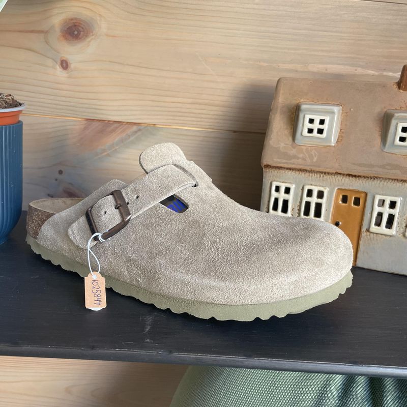 Birkenstock Boston faded khaki semsket skinn smal