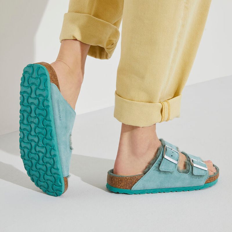 Birkenstock Arizona Shearling Beryl semsket skinn/lammeull smal