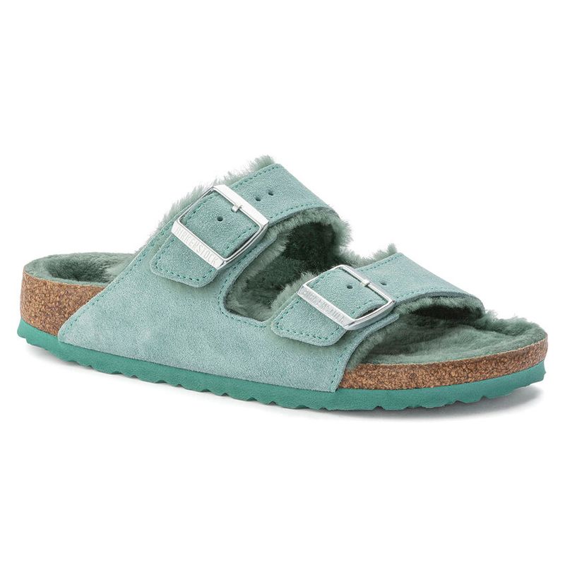 Birkenstock Arizona Shearling Beryl semsket skinn/lammeull smal