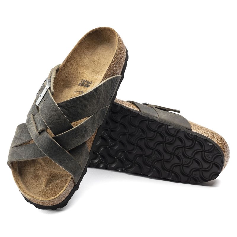 Birkenstock Lugano Faded Khaki oljet skinn normal