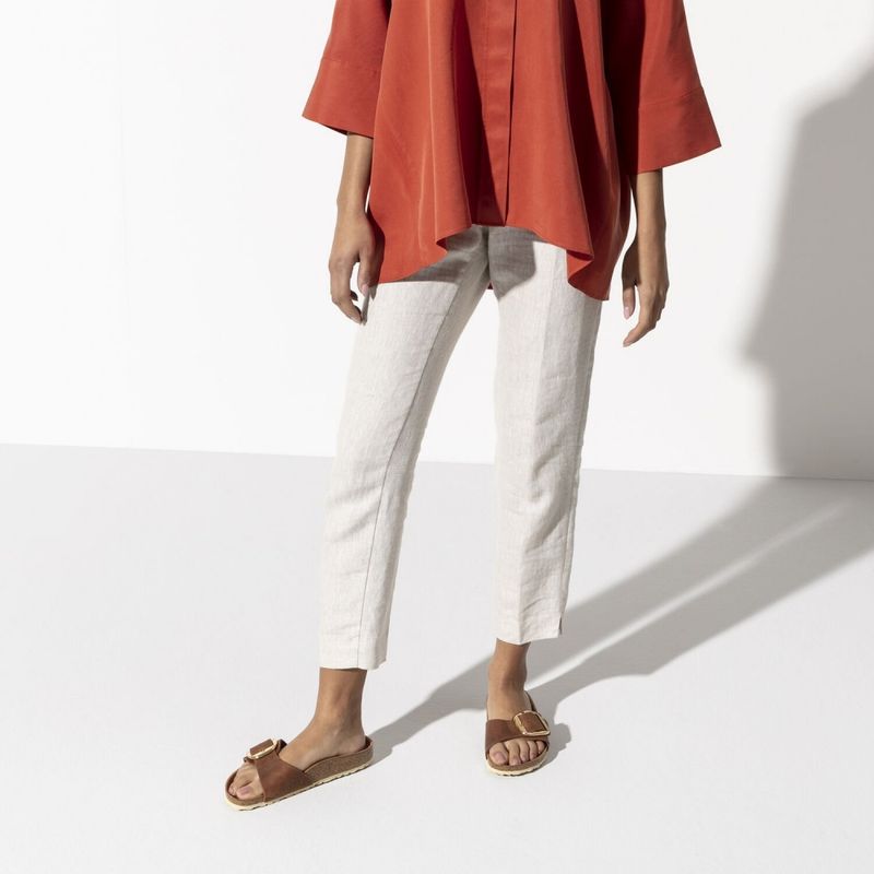 Birkenstock Madrid Big buckle cognac skinn smal