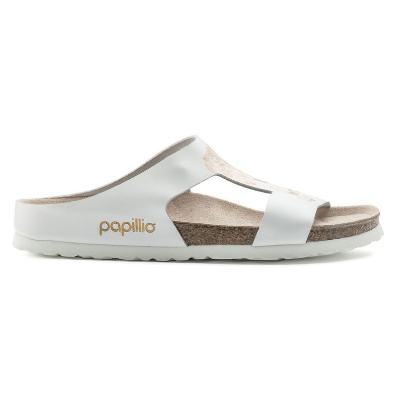 Birkenstock Papillio Charlize ornaments hvit/rosegull skinn smal