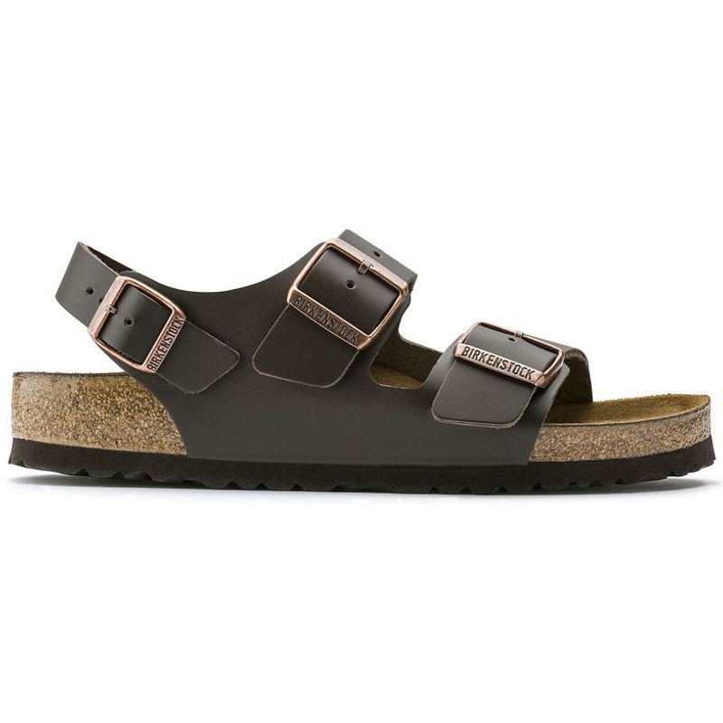 Birkenstock Milano Glatt skinn mørkebrun smal