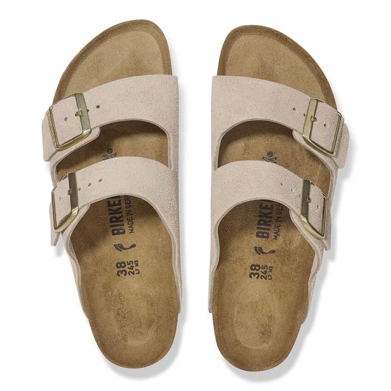 Birkenstock Arizona Sandcastle semsket skinn smal