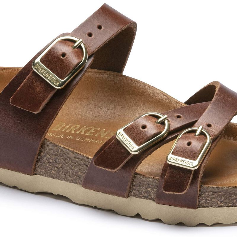 Birkenstock Franca Cognac oljet skinn smal