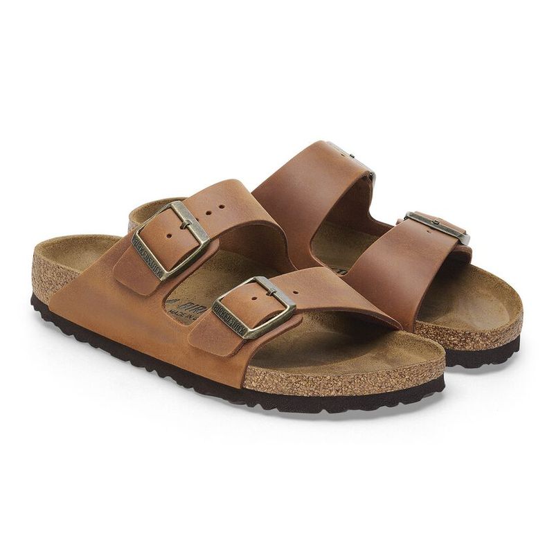 Birkenstock Arizona Cognac oljet nubuck skinn smal