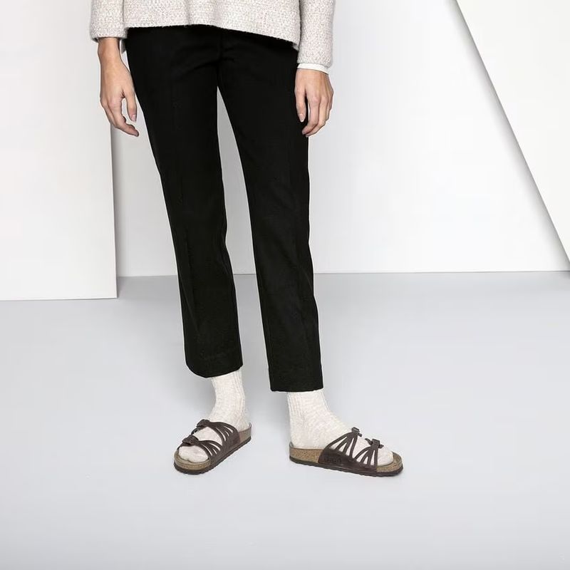 Birkenstock sokker cotton slub beige-hvit dame