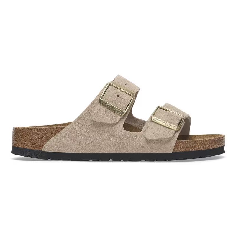 Birkenstock Arizona Sandcastle semsket skinn smal