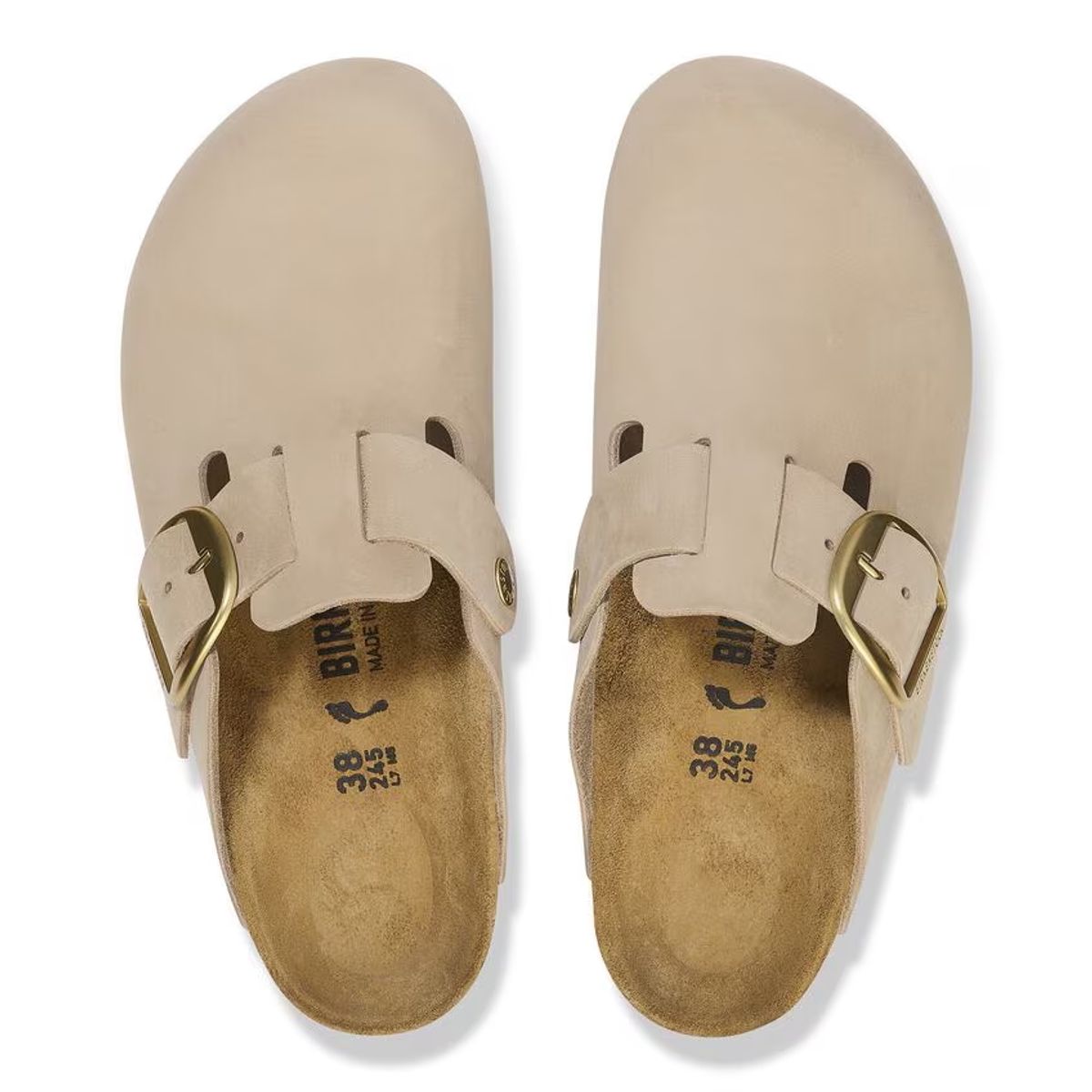Birkenstock Boston Big Buckle Sandcastle skinn smal