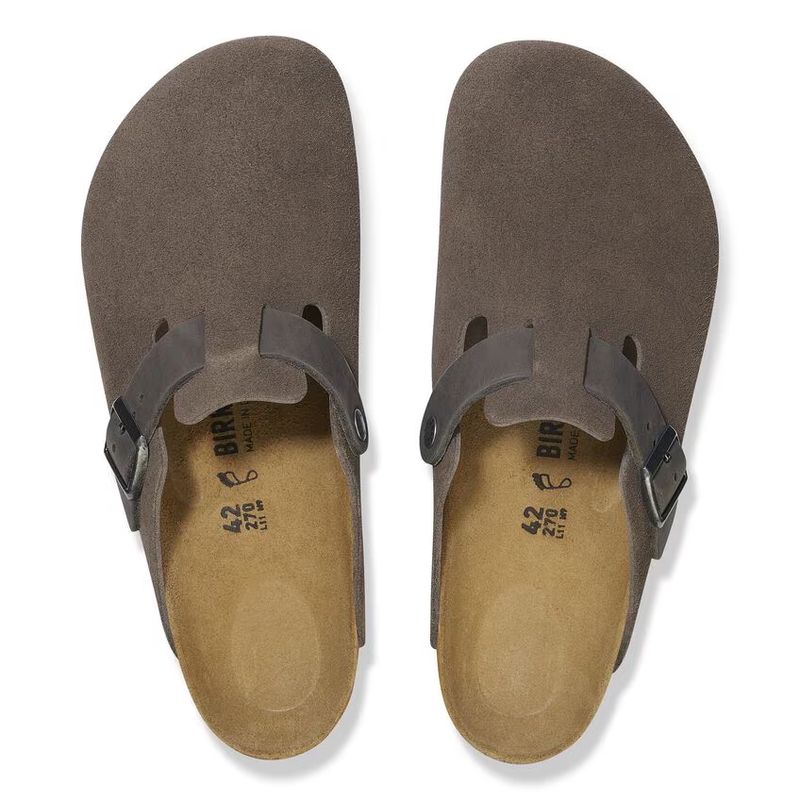 Birkenstock Boston mixed gray -brun semsket skinn normal