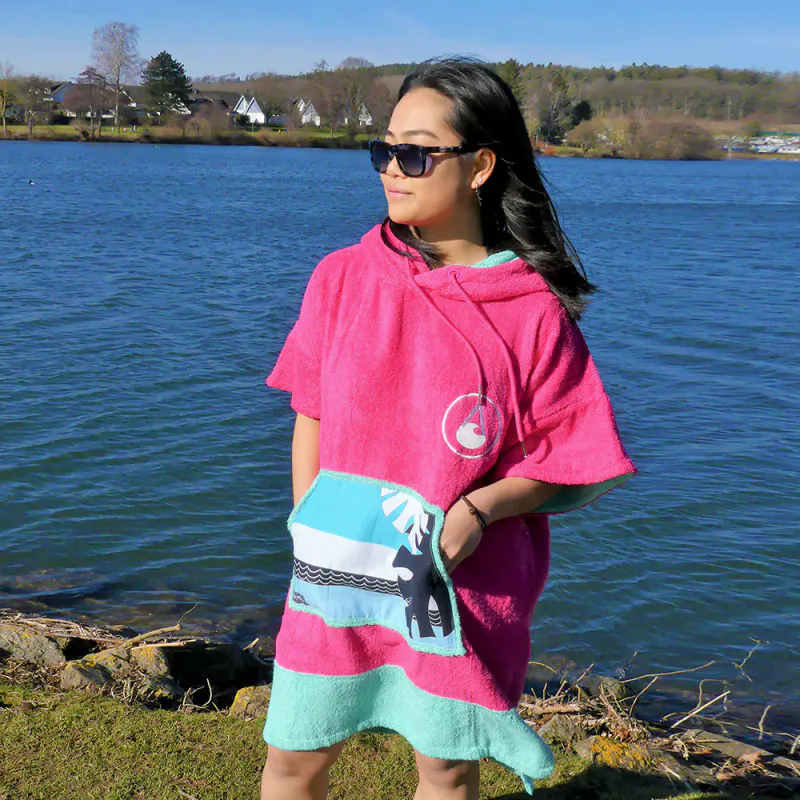 Poncho Håndkle Bamboo Rosa Wave S